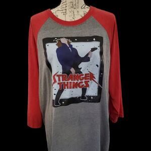 Eddie Stranger Things 3/4 Sleeve Raglan Tee XL